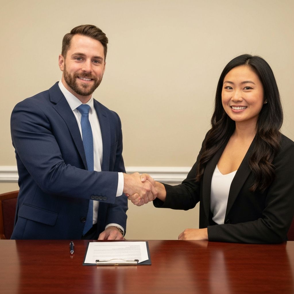 Professional handshake for lease agreement